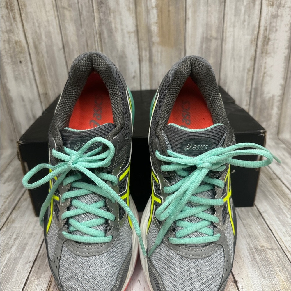 Asics Women Gel-Pulse 7 T5F6Q Gray Yellow Mint Running Sneakers Size 7 - Picture 5 of 9